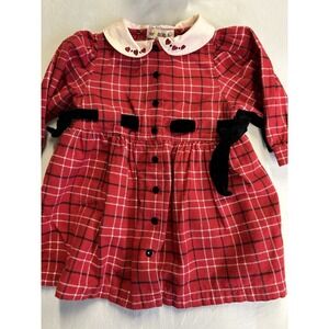 Vintage Gymboree Rainbow Tag Red Plaid Dress size Small